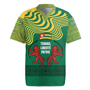 Togo Rugby Jersey - Red Twin Lions and Travail Liberté Patrie Slogan