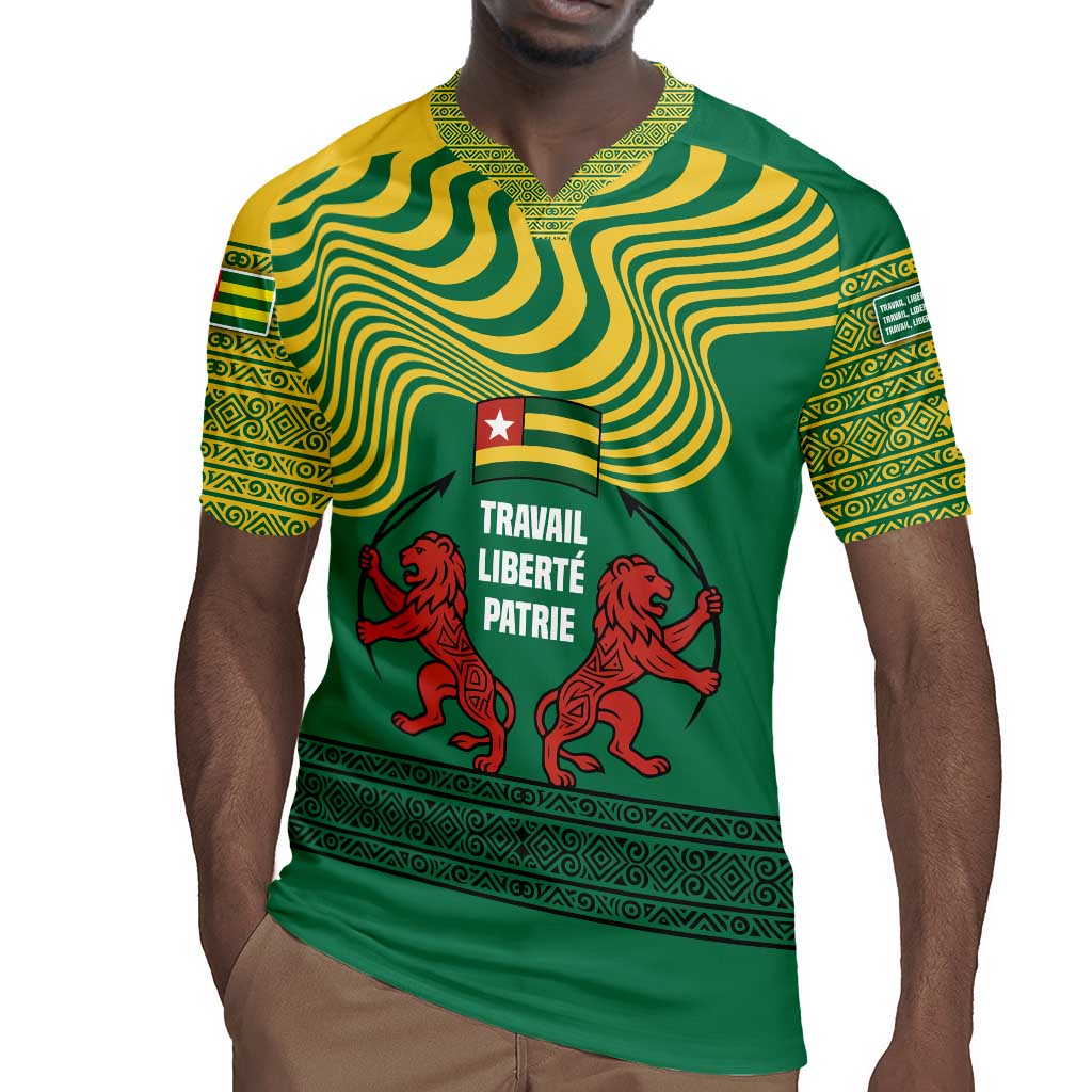 Togo Rugby Jersey - Red Twin Lions and Travail Liberté Patrie Slogan