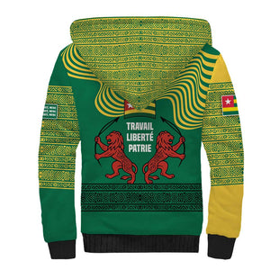 Togo Sherpa Hoodie - Red Twin Lions and Travail Liberté Patrie Slogan