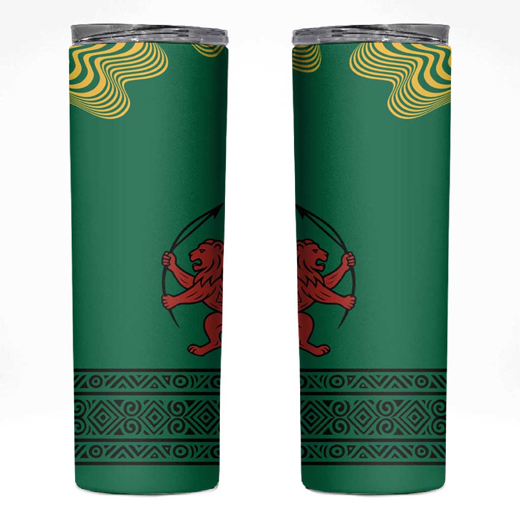 Togo Skinny Tumbler - Red Twin Lions and Travail Liberté Patrie Slogan