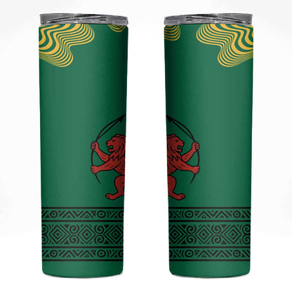 Togo Skinny Tumbler - Red Twin Lions and Travail Liberté Patrie Slogan