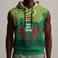 Togo Sleeveless Hoodie - Red Twin Lions and Travail Liberté Patrie Slogan - African Pride