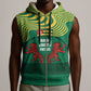 Togo Sleeveless Zip Hoodie - Red Twin Lions and Travail Liberté Patrie Slogan - African Pride