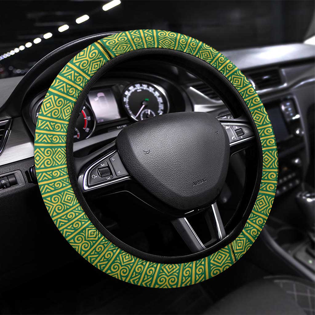 Togo Steering Wheel Cover - Red Twin Lions and Travail Liberté Patrie Slogan