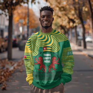 Togo Sweatshirt - Red Twin Lions and Travail Liberté Patrie Slogan