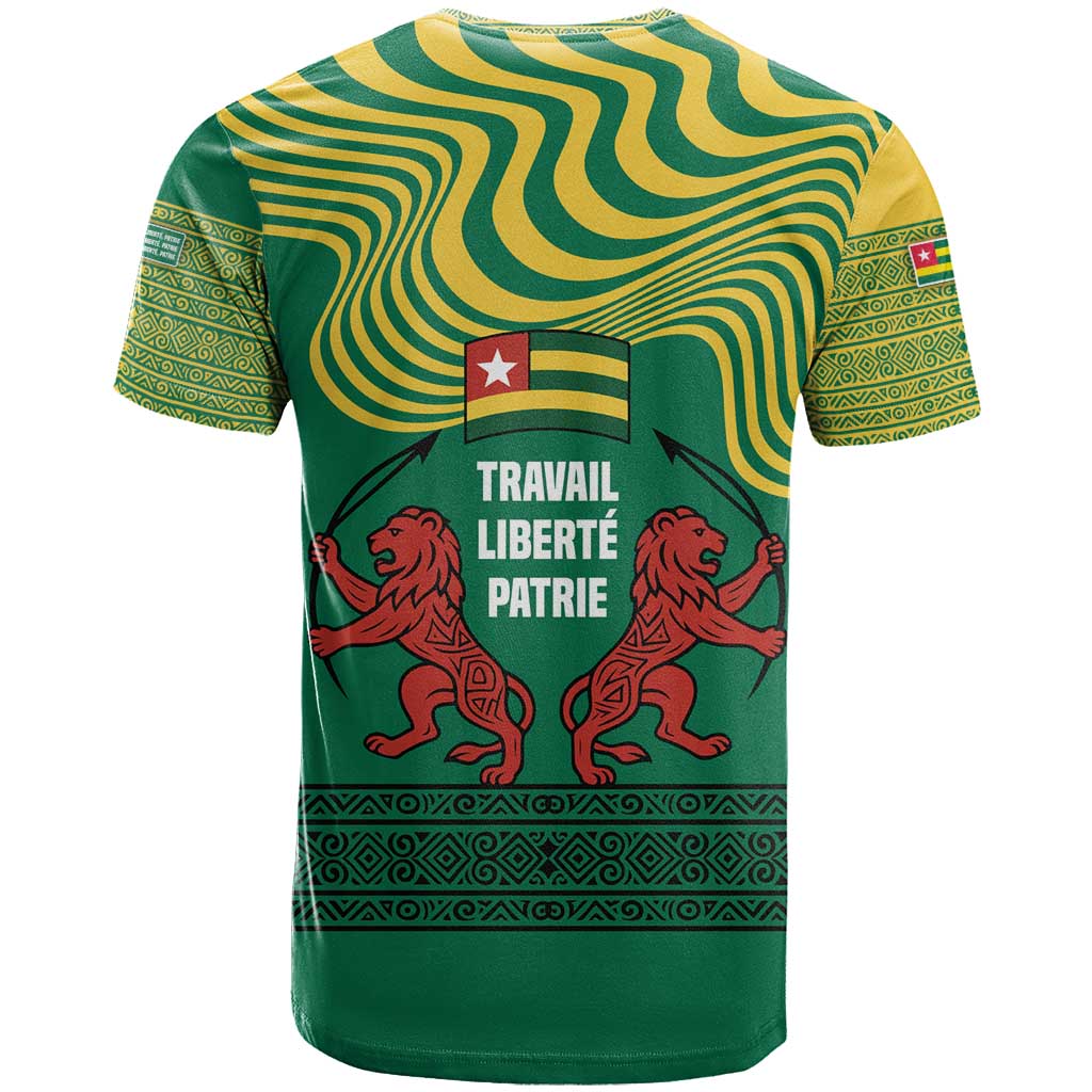 Togo T shirt - Red Twin Lions and Travail Liberté Patrie Slogan