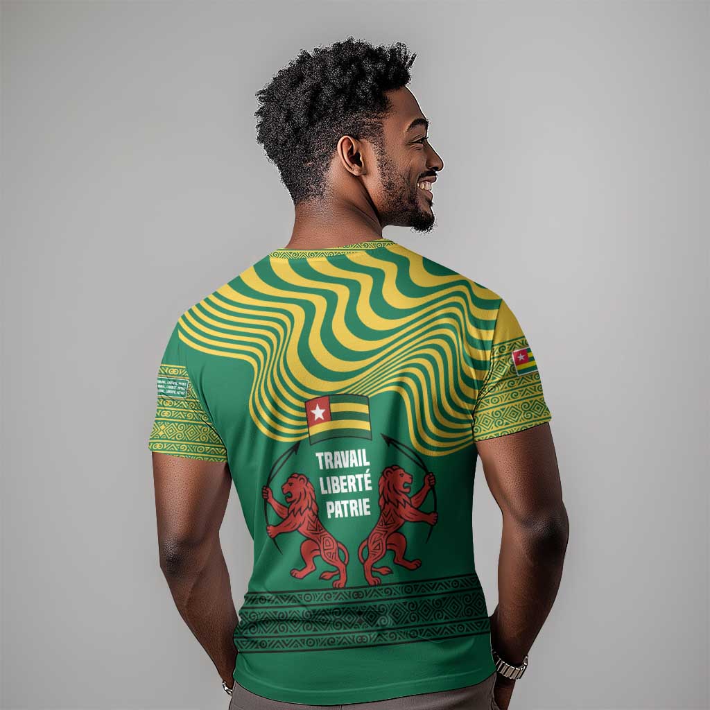 Togo T shirt - Red Twin Lions and Travail Liberté Patrie Slogan