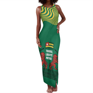 Togo Tank Maxi Dress - Red Twin Lions and Travail Liberté Patrie Slogan