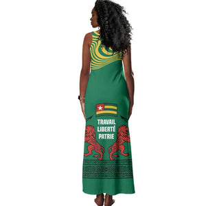 Togo Tank Maxi Dress - Red Twin Lions and Travail Liberté Patrie Slogan