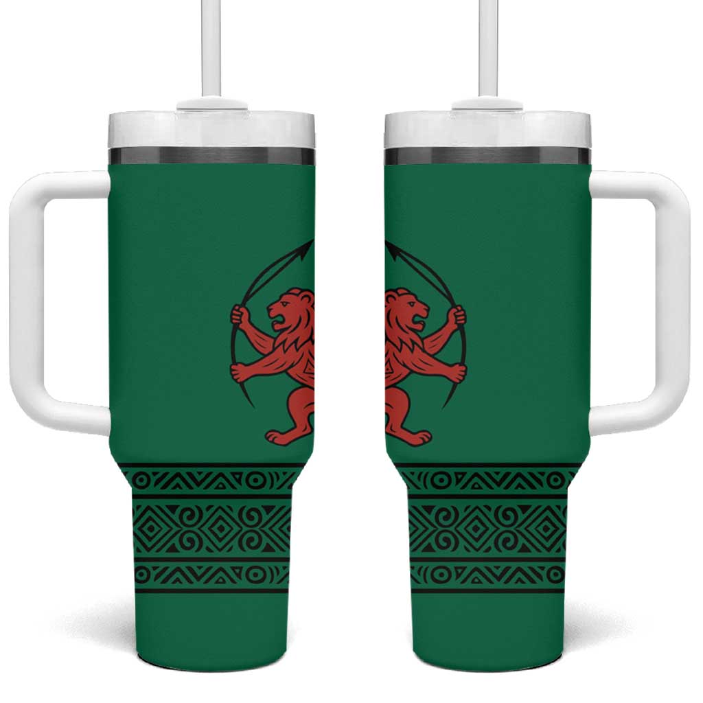 Togo Tumbler With Handle - Red Twin Lions and Travail Liberté Patrie Slogan