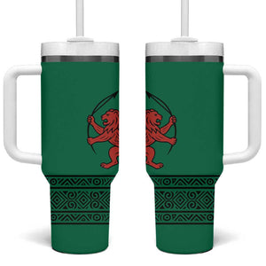 Togo Tumbler With Handle - Red Twin Lions and Travail Liberté Patrie Slogan
