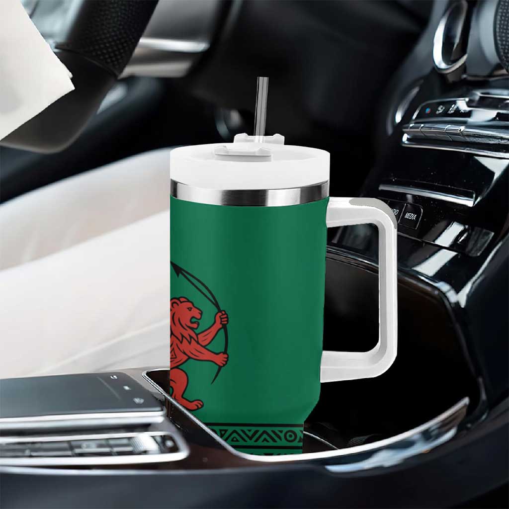 Togo Tumbler With Handle - Red Twin Lions and Travail Liberté Patrie Slogan