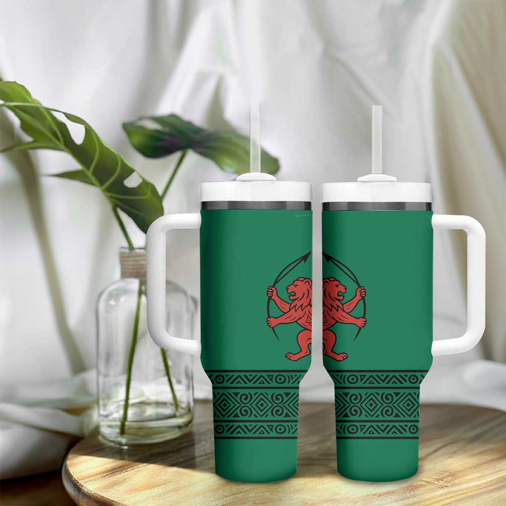 Togo Tumbler With Handle - Red Twin Lions and Travail Liberté Patrie Slogan
