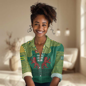 Togo Women Casual Shirt - Red Twin Lions and Travail Liberté Patrie Slogan