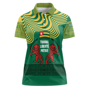 Togo Women Polo Shirt - Red Twin Lions and Travail Liberté Patrie Slogan