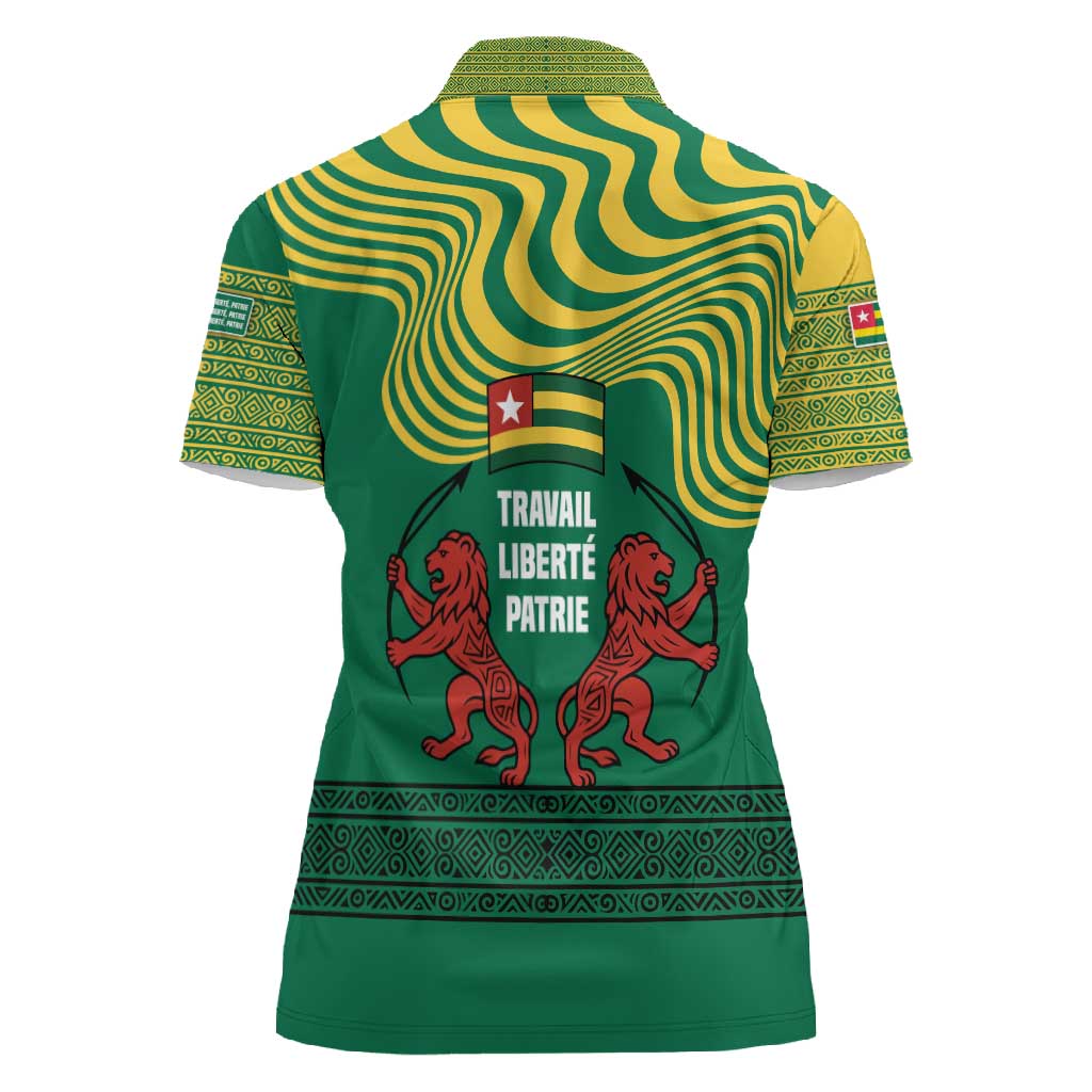 Togo Women Polo Shirt - Red Twin Lions and Travail Liberté Patrie Slogan