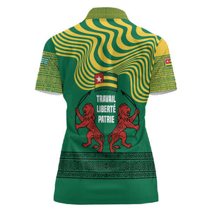 Togo Women Polo Shirt - Red Twin Lions and Travail Liberté Patrie Slogan