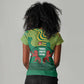 Togo Women V-Neck T-Shirt - Red Twin Lions and Travail Liberté Patrie Slogan