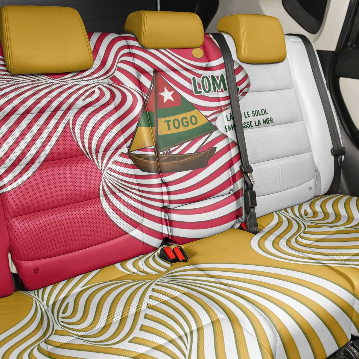 Lome Togo Back Car Seat Cover - Sailboat and Sunset – Where the Sun Kisses the Sea