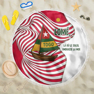 Lome Togo Beach Blanket - Sailboat and Sunset – Where the Sun Kisses the Sea