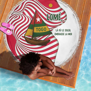 Lome Togo Beach Blanket - Sailboat and Sunset – Where the Sun Kisses the Sea