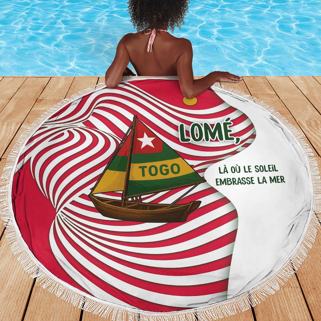 Lome Togo Beach Blanket - Sailboat and Sunset – Where the Sun Kisses the Sea