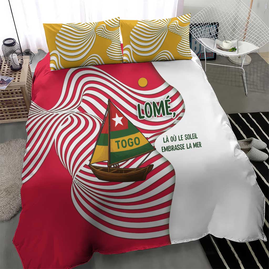 Lome Togo Bedding Set - Sailboat and Sunset – Where the Sun Kisses the Sea
