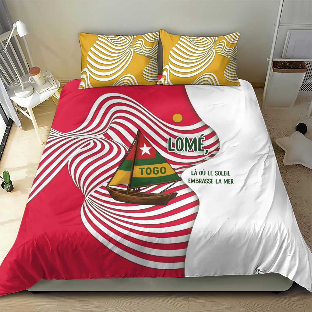 Lome Togo Bedding Set - Sailboat and Sunset – Where the Sun Kisses the Sea