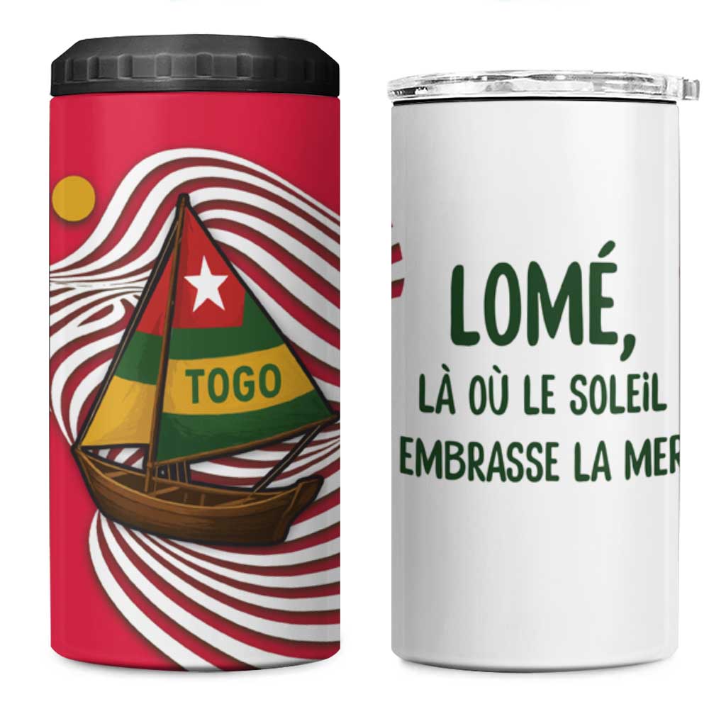 Lome Togo 4 in 1 Can Cooler Tumbler - Sailboat and Sunset – Where the Sun Kisses the Sea