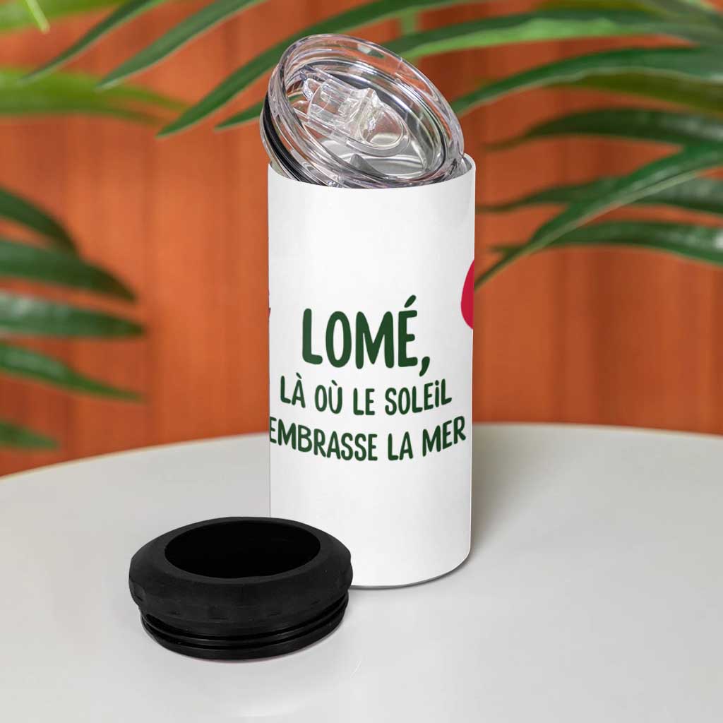 Lome Togo 4 in 1 Can Cooler Tumbler - Sailboat and Sunset – Where the Sun Kisses the Sea