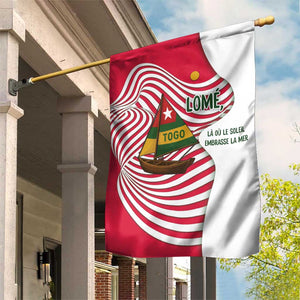 Lome Togo Garden Flag - Sailboat and Sunset – Where the Sun Kisses the Sea