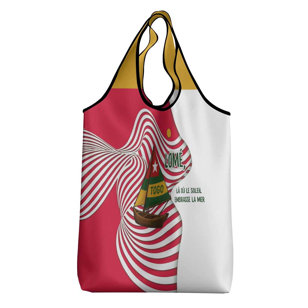 Lome Togo Grocery Bag - Sailboat and Sunset – Where the Sun Kisses the Sea