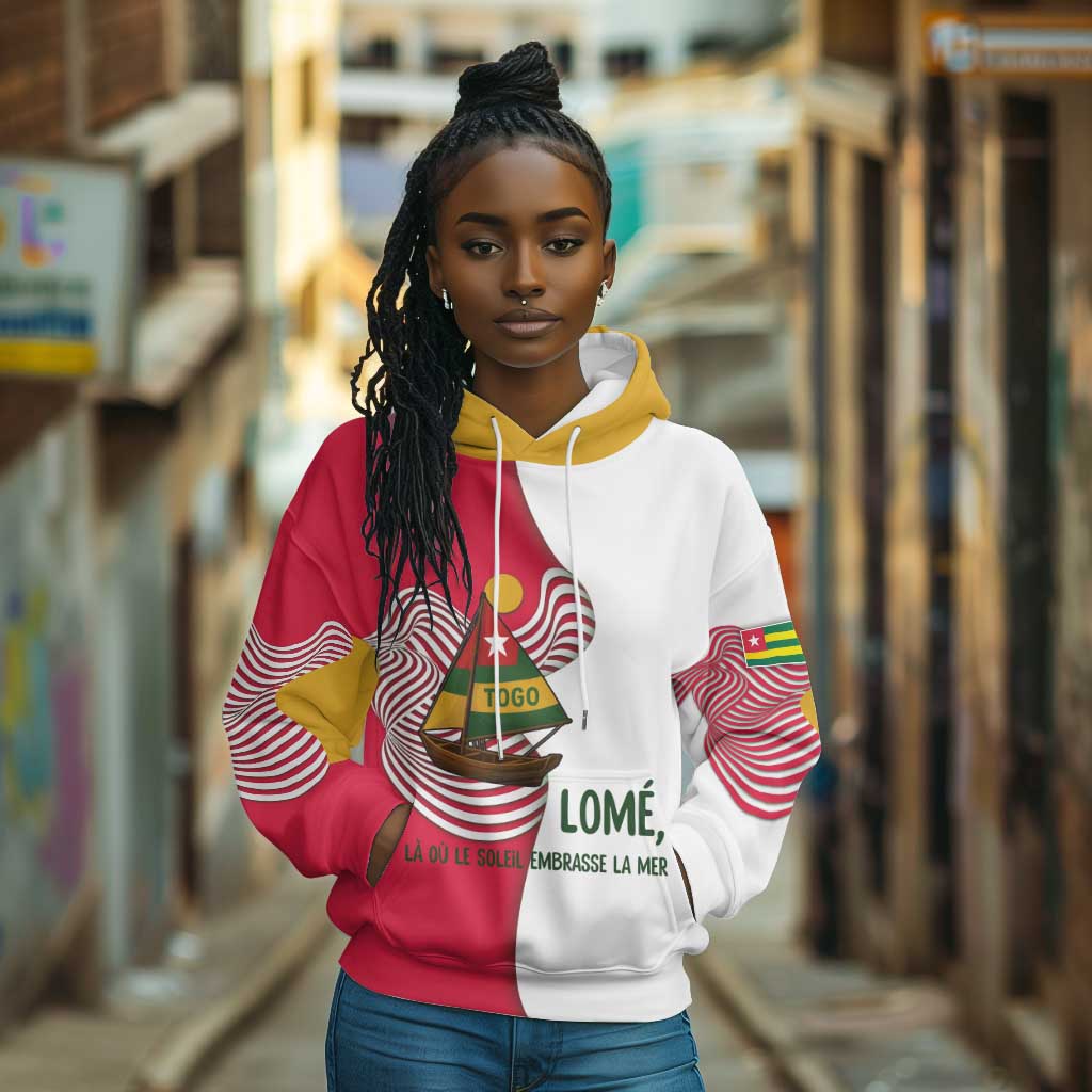 Lome Togo Hoodie - Sailboat and Sunset – Where the Sun Kisses the Sea