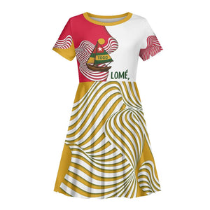 Lome Togo Kid Short Sleeve Dress - Sailboat and Sunset – Where the Sun Kisses the Sea