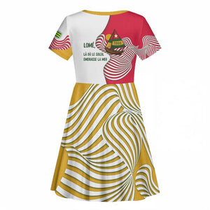 Lome Togo Kid Short Sleeve Dress - Sailboat and Sunset – Where the Sun Kisses the Sea