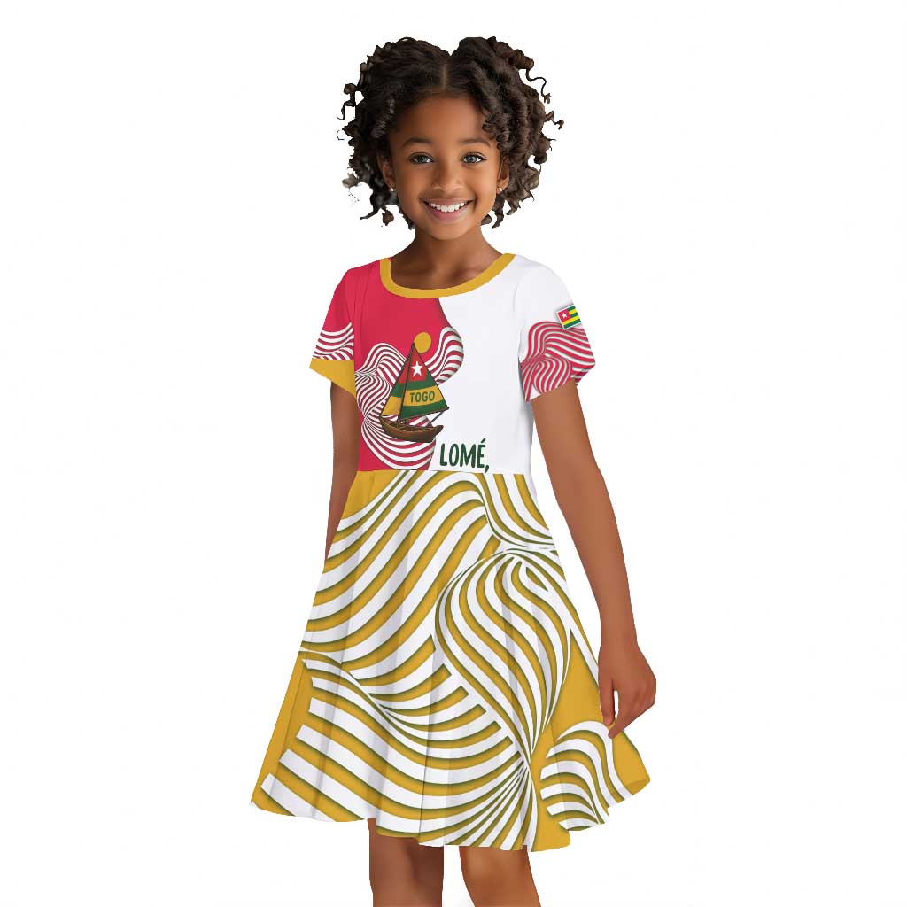 Lome Togo Kid Short Sleeve Dress - Sailboat and Sunset – Where the Sun Kisses the Sea