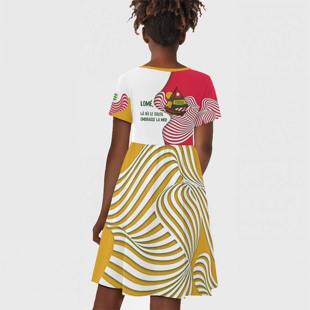 Lome Togo Kid Short Sleeve Dress - Sailboat and Sunset – Where the Sun Kisses the Sea