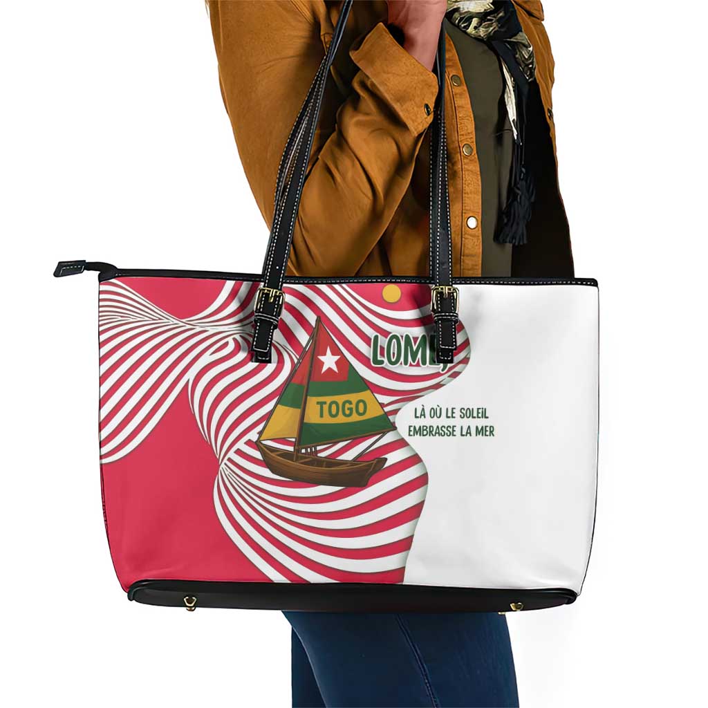 Lome Togo Leather Tote Bag - Sailboat and Sunset – Where the Sun Kisses the Sea