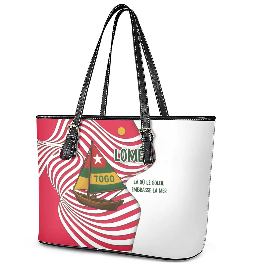 Lome Togo Leather Tote Bag - Sailboat and Sunset – Where the Sun Kisses the Sea