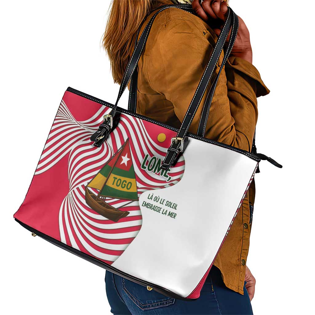 Lome Togo Leather Tote Bag - Sailboat and Sunset – Where the Sun Kisses the Sea