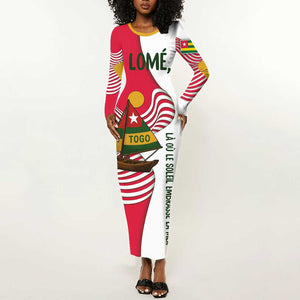 Lome Togo Long Sleeve Bodycon Dress - Sailboat and Sunset – Where the Sun Kisses the Sea