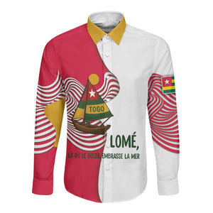 Lome Togo Long Sleeve Button Shirt - Sailboat and Sunset – Where the Sun Kisses the Sea
