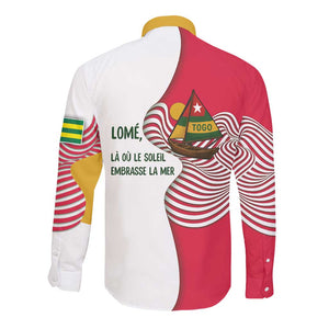 Lome Togo Long Sleeve Button Shirt - Sailboat and Sunset – Where the Sun Kisses the Sea