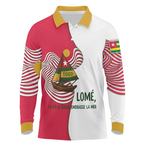 Lome Togo Long Sleeve Polo Shirt - Sailboat and Sunset – Where the Sun Kisses the Sea