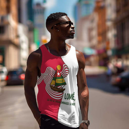 Lome Togo Men Tank Top - Sailboat and Sunset – Where the Sun Kisses the Sea