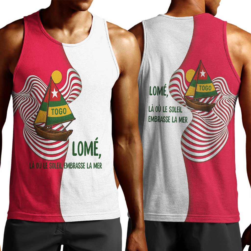 Lome Togo Men Tank Top - Sailboat and Sunset – Where the Sun Kisses the Sea
