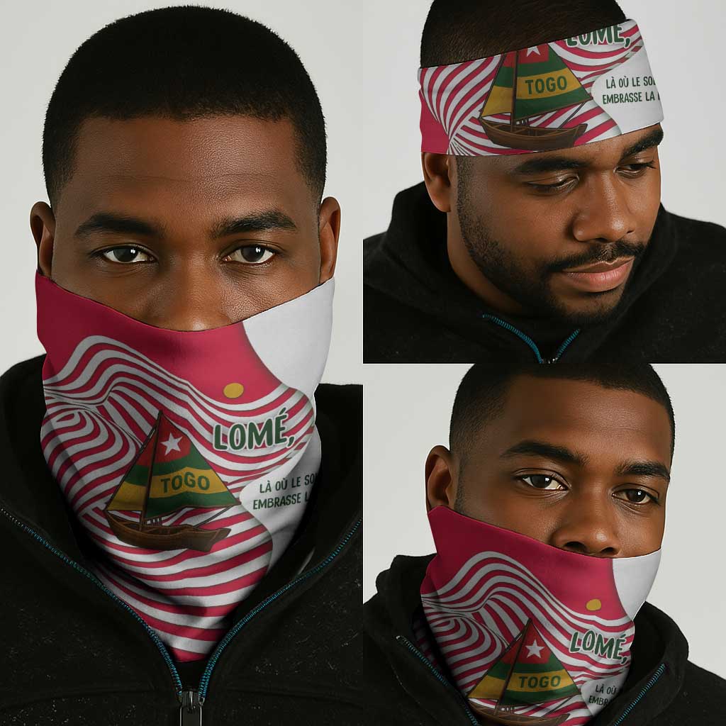 Lome Togo Neck Gaiter - Sailboat and Sunset – Where the Sun Kisses the Sea - African Pride