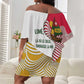 Lome Togo Off Shoulder Short Dress - Sailboat and Sunset – Where the Sun Kisses the Sea