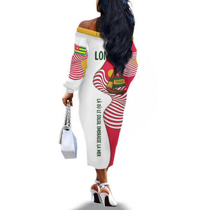 Lome Togo Off The Shoulder Long Sleeve Dress - Sailboat and Sunset – Where the Sun Kisses the Sea