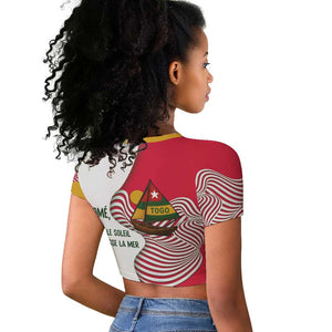 Lome Togo Raglan Cropped T shirt - Sailboat and Sunset – Where the Sun Kisses the Sea
